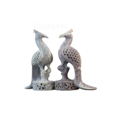 Peacock Pair with Fine Jali Carving – Ethnic Indian Handicraft Figurines